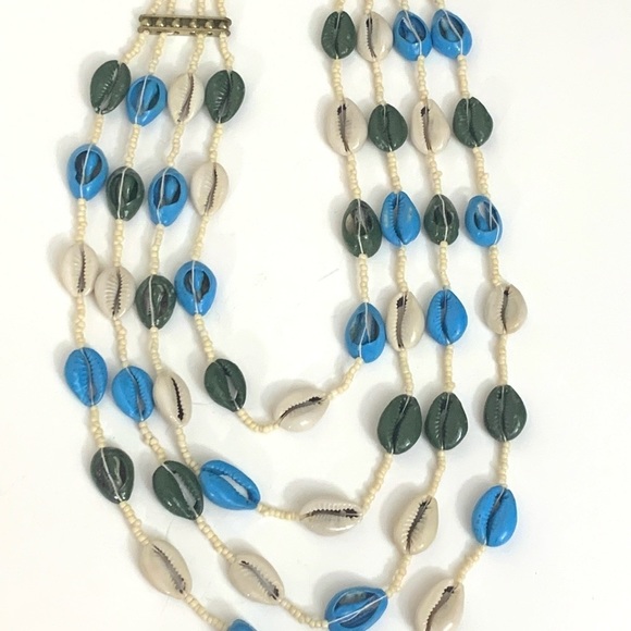 Natural Cowrie shells necklace cowrie shell multi strand beads necklace - Picture 5 of 7
